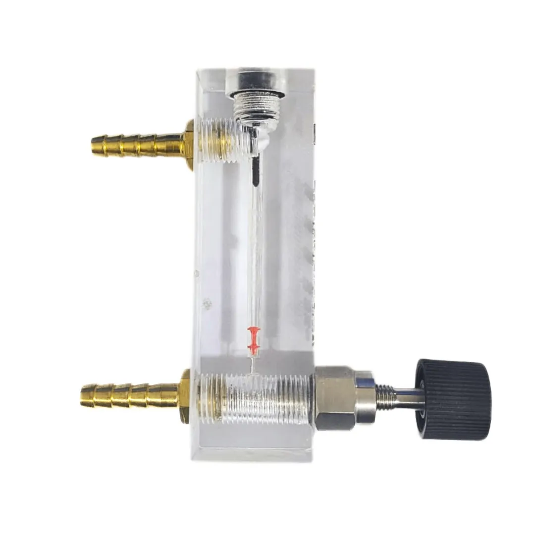 Japsin Instrumentation acrylic tube rotameter for hydrogen flow 0-300 ML per minute with stainless steel side nozzle connections and inlet control valve