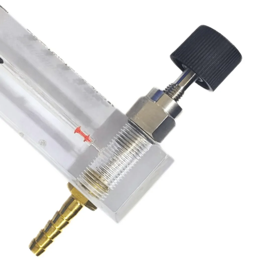 Japsin Instrumentation acrylic tube rotameter for hydrogen flow 0-300 ML per minute with stainless steel side nozzle connections and inlet control valve