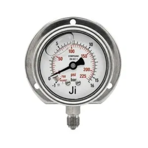 Japsin economical compound gauge -1 to 16 bar with 2.5 inch dial bottom entry stainless steel case for vacuum and pressure measurement