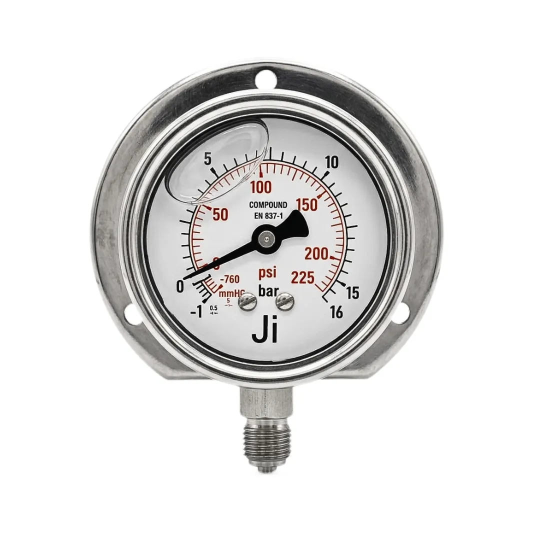 Japsin economical compound gauge -1 to 16 bar with 2.5 inch dial bottom entry stainless steel case for vacuum and pressure measurement