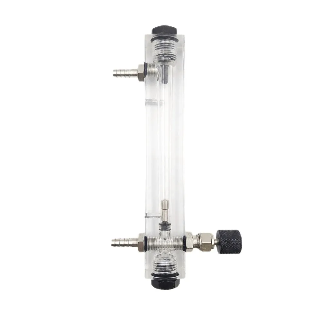 Nitrogen gas flow meter with acrylic tube and stainless steel nozzle fittings