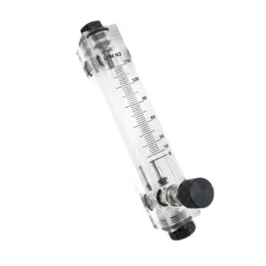 Japsin Instrumentation acrylic tube rotameter for nitrogen flow 0-150 LPM with 1/4 inch stainless steel nozzle connections and inlet control valve