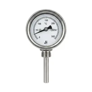 Japsin bi-metal dial thermometer 0-300 degree Celsius 63 mm dial 2 inch stem 1/2 inch BSP bottom entry stainless steel temperature gauge