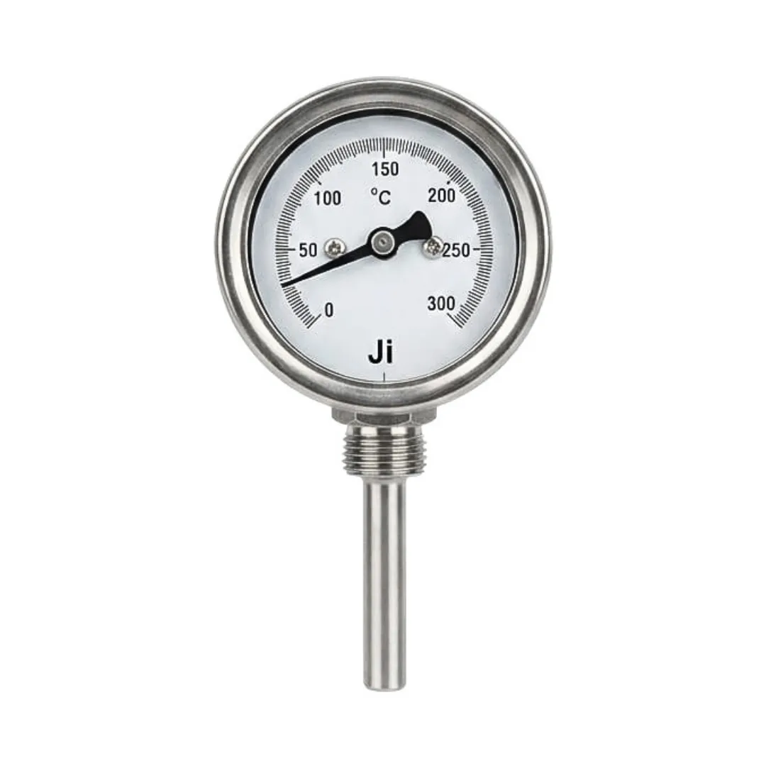 Japsin bi-metal dial thermometer 0-300 degree Celsius 63 mm dial 2 inch stem 1/2 inch BSP bottom entry stainless steel temperature gauge