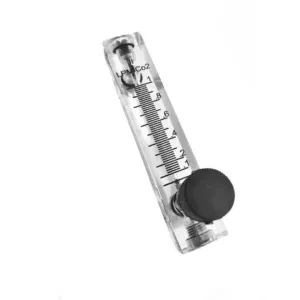 Japsin Instrumentation acrylic tube rotameter for CO2 flow 0-1 LPM with 1/4 inch BSP stainless steel side connection and control valve