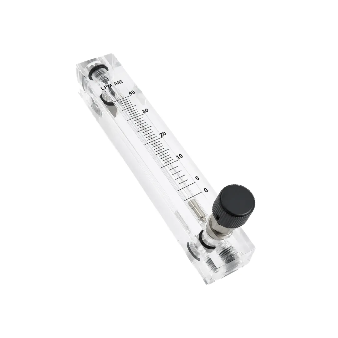 acrylic tube rotameter for air flow meter 0 to 40 LPM 1/4 BSP stainless steel side top bottom connection with control valve