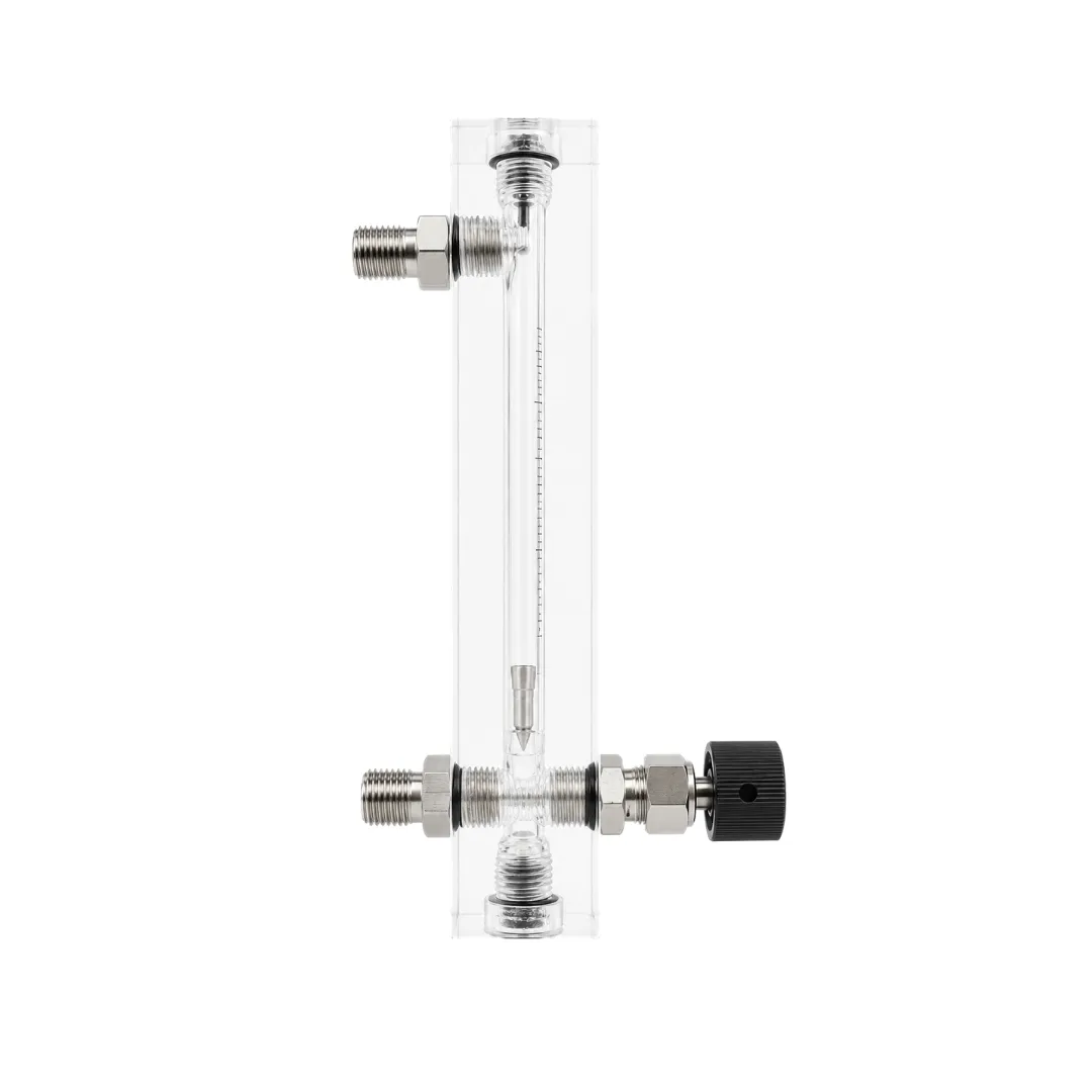 acrylic tube rotameter for air flow meter 0 to 40 LPM 1/4 BSP stainless steel side top bottom connection with control valve