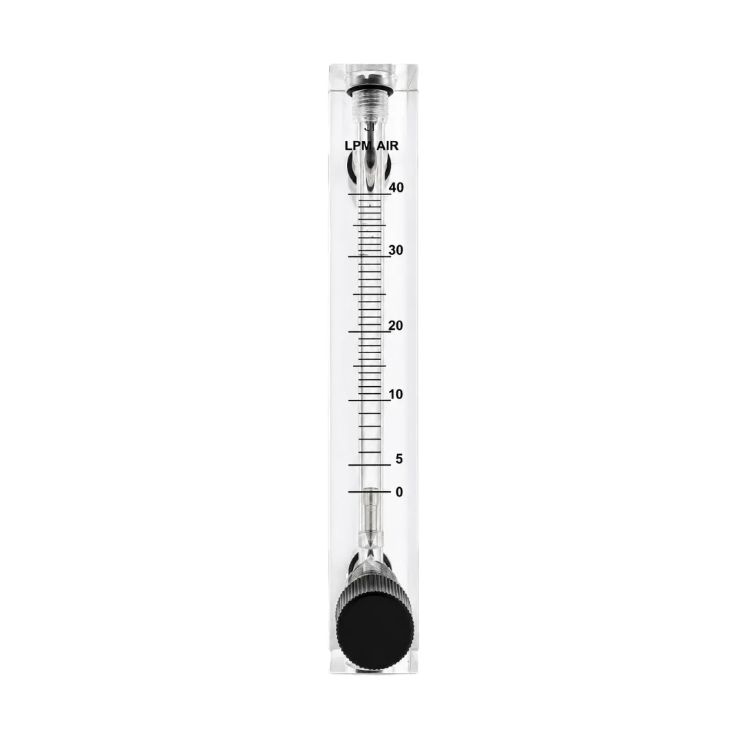 acrylic tube rotameter for air flow meter 0 to 40 LPM 1/4 BSP stainless steel side top bottom connection with control valve