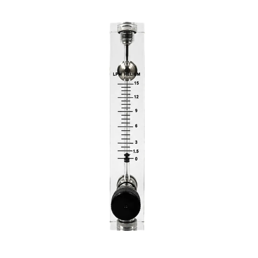 Japsin Instrumentation acrylic tube rotameter for helium 0 to 15 LPM 1/4 BSP female stainless steel side connection with control valve