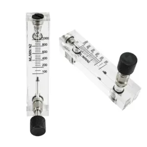 Japsin Instrumentation acrylic tube rotameter for nitrogen N2 flow meter 0 to 1000 mL per minute 1/4 inch BSP female stainless steel side top and bottom connection with control valve
