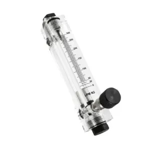 Japsin Instrumentation acrylic tube rotameter for nitrogen flow 0-300 LPM with 1/4 inch BSP stainless steel side connection and control valve
