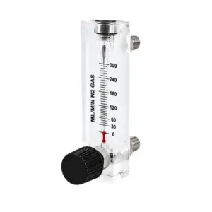 Acrylic Tube Rotameter For Nitrogen Flow 0-300 ML/Min 1/4 Inch BSP SS Connection with Control Valve