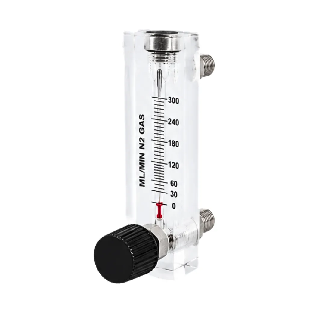 Acrylic Tube Rotameter For Nitrogen Flow 0-300 ML/Min 1/4 Inch BSP SS Connection with Control Valve
