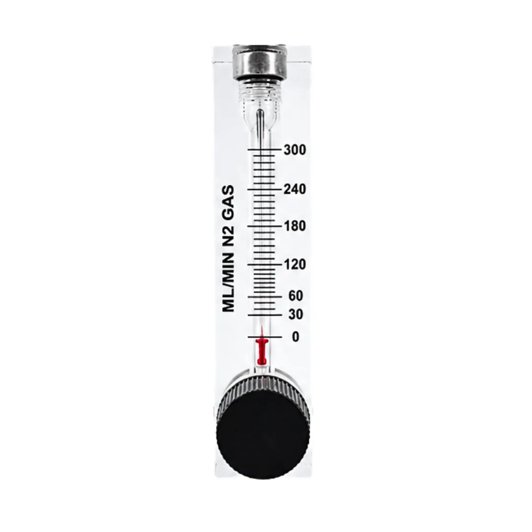 Acrylic Tube Rotameter For Nitrogen Flow 0-300 ML/Min 1/4 Inch BSP SS Connection with Control Valve