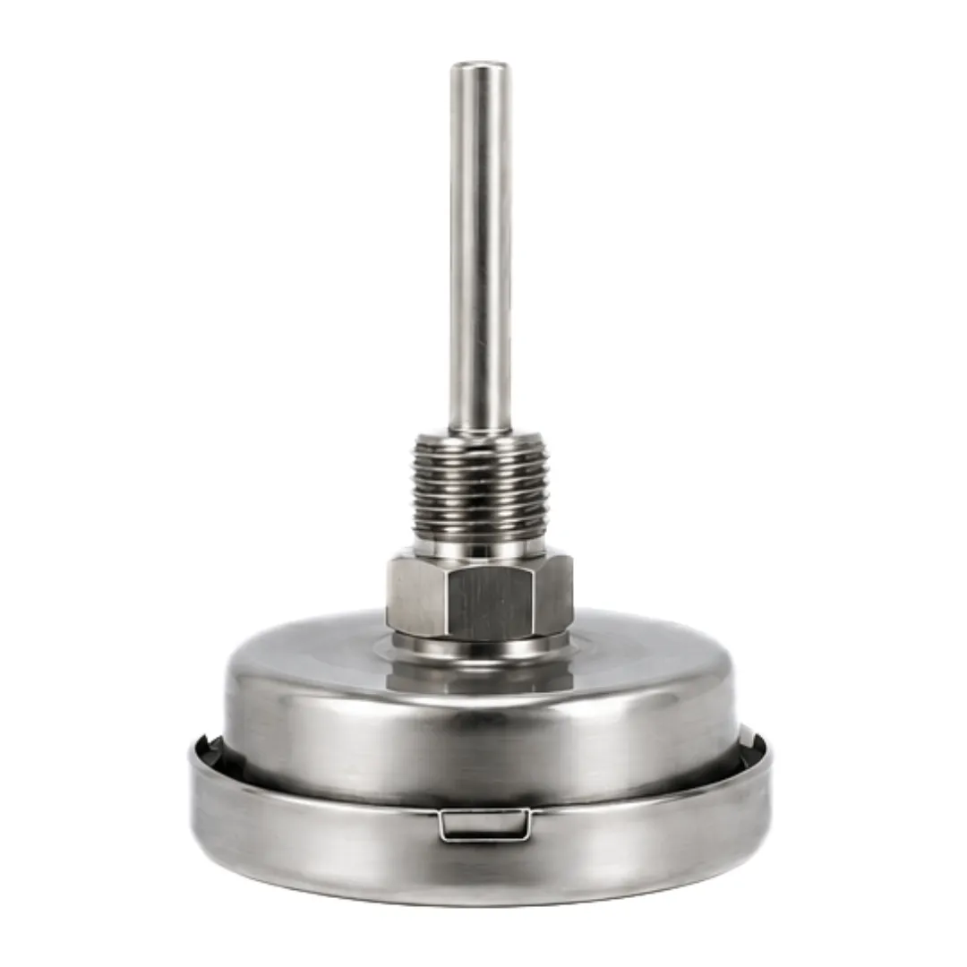 Japsin Instrumentation bimetal dial thermometer 2.5 inch dial 0 to 120 degree Celsius back entry 2 inch stainless steel stem 1/2 inch BSP male connection with SS case and SS wetted parts