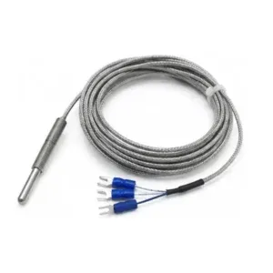 "Ji" Japsin Instrumentation pencil type RTD sensor Pt100 3 wire simplex -50 to 450 degree Celsius with 2.5 inch stem 6 mm OD and 5 meter SS braided cable
