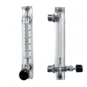 Japsin Instrumentation acrylic tube rotameter for nitrogen flow 0-100 LPM with 1/2 inch BSP stainless steel side connection and control valve