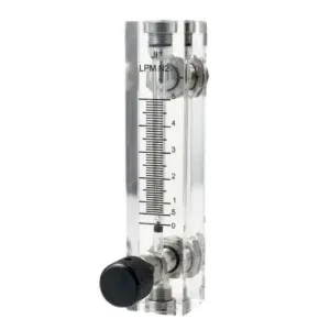Japsin Instrumentation acrylic tube rotameter for nitrogen flow 0-5 LPM with 1/2 inch BSP stainless steel side connection and control valve