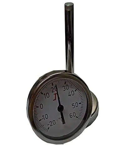 Bimetal Dial Thermometer, 2 1/2" Dial Size, Range -20 to 60 Deg, 3" long Stem X 10 mm OD, Horizontal Mounting, 1/2" BSP (M) Connection