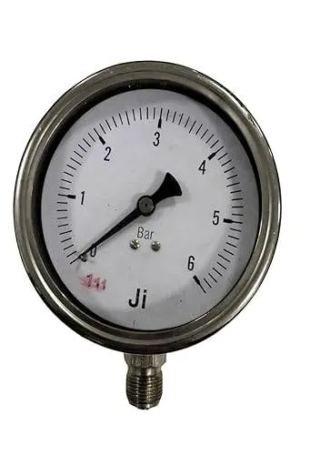 Economical Pressure Gauge, Dial Size 4" (100 mm), Stainless Steel 304 Case Crimping Type & SS Internals, Range 0 to 6 Bar Single Scale, Direct Mounting Bottom Entry, Connection 3/8" BSP (M), Accuracy 1.6% FSD