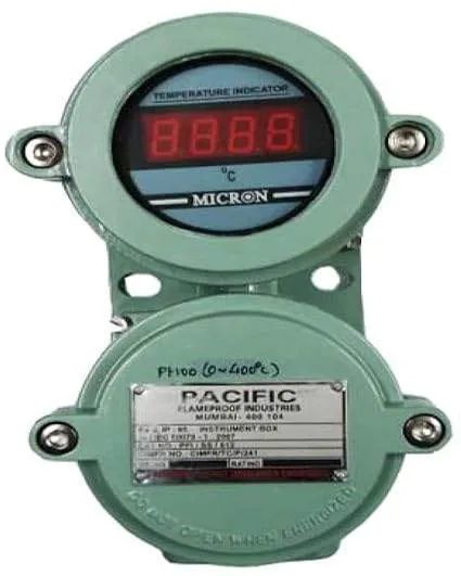 Flameproof Temperature Indicator, Input Sensor Pt-100, Display 3 ? digit, 0.5? LED, Range -50 to 199 Deg C Power Supply 230 VAC, 5 Amp, 50 Hz