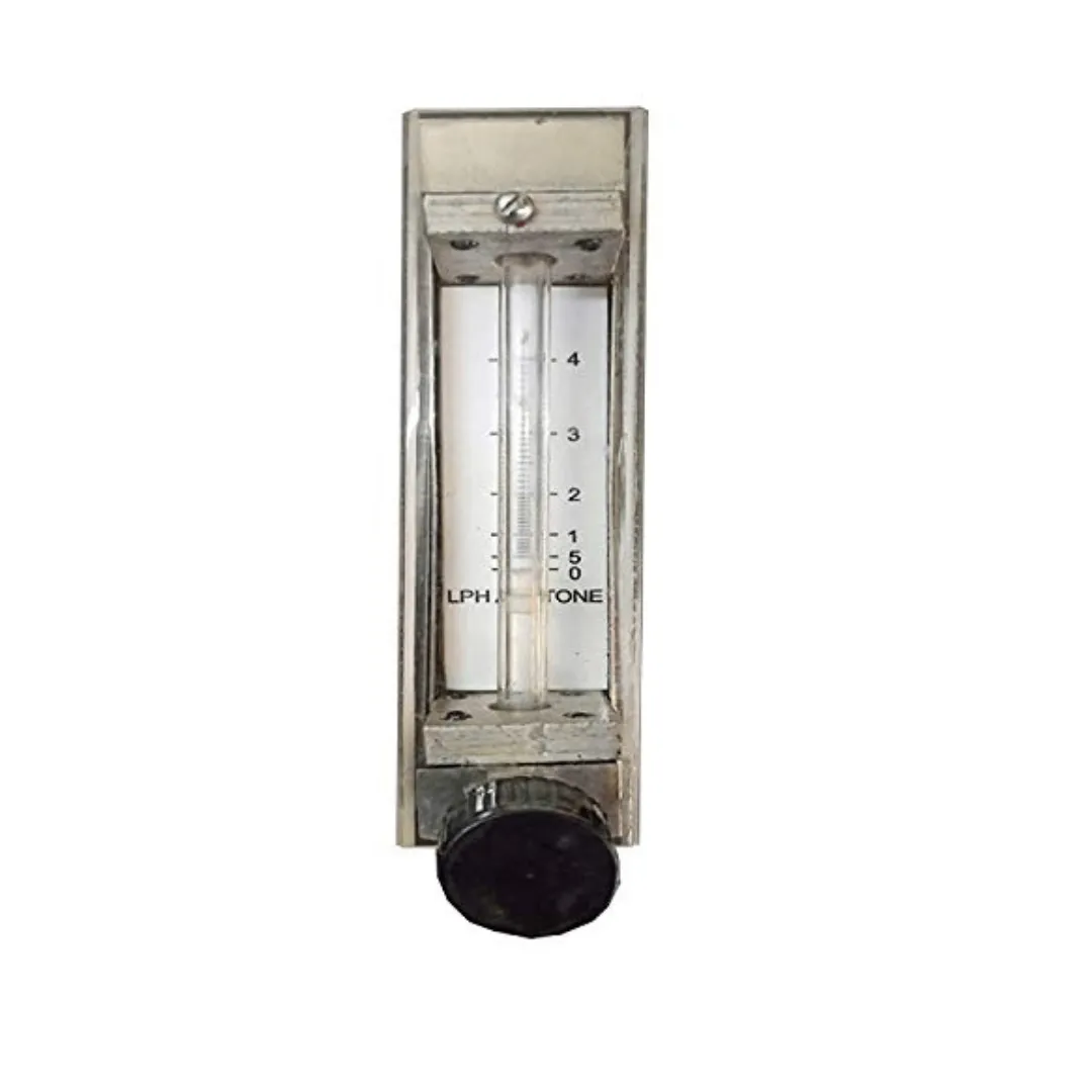 Japsin Instrumentation glass tube rotameter for acetone 0-4 LPH with side inlet outlet connections and control valve for precise flow measurement