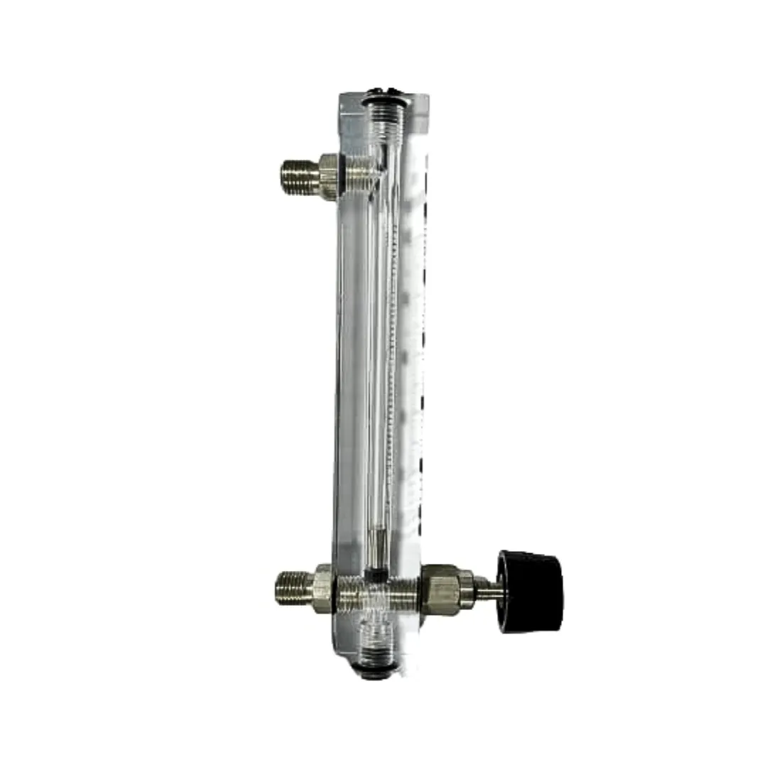 Acrylic Tube Rotameter for CO2, Range 0 to 100 LPM, Connection 1/4" BSP (M) SS at Side Top & Bottom with Control Valve - Image 2